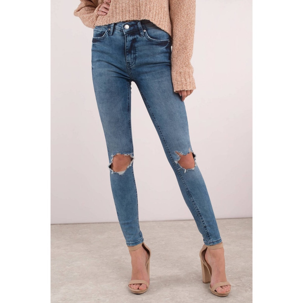 Free People High-Rise Busted Knee Skinnies